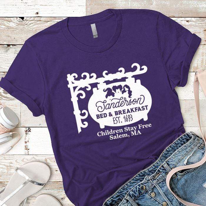 Sanderson Bed Breakfast Premium Tees T-Shirts CustomCat Purple Rush/ X-Small 