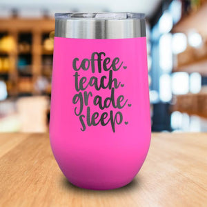 Coffee Teach Grade Sleep Engraved Wine Tumbler