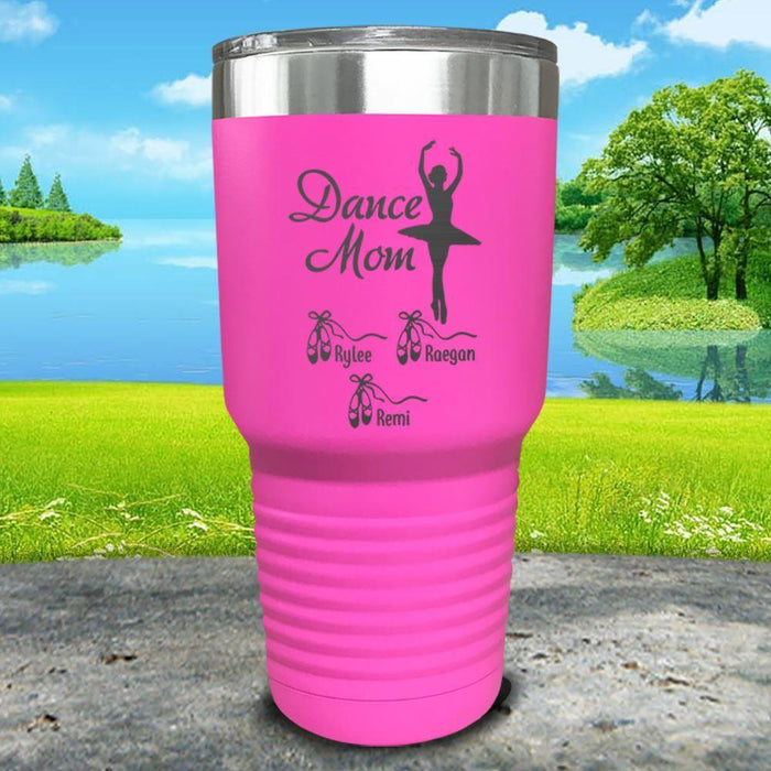 Dance Mom (CUSTOM) With Child's Name Engraved Tumbler Tumbler ZLAZER 30oz Tumbler Pink 