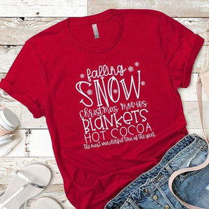 Falling Snow Premium Tees T-Shirts CustomCat Red X-Small 