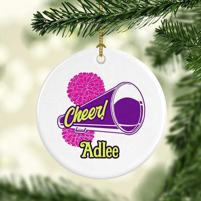 Cheer Pom Pom Personalized Ceramic Ornaments