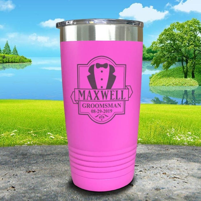 Best Man / Groomsman (CUSTOM) Engraved Tumbler Tumbler ZLAZER 20oz Tumbler Pink 