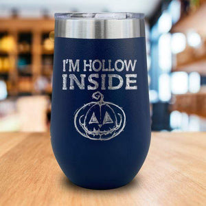 I'm Hollow Inside Engraved Wine Tumbler LemonsAreBlue 16oz Wine Tumbler Navy 