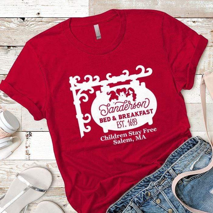 Sanderson Bed Breakfast Premium Tees T-Shirts CustomCat Red X-Small 