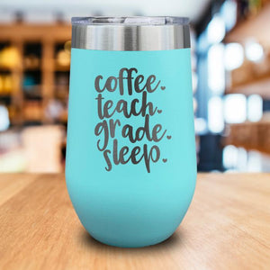 Coffee Teach Grade Sleep Engraved Wine Tumbler