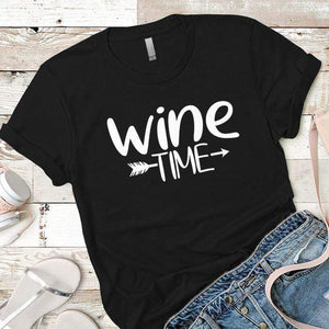 Wine Time Premium Tees T-Shirts CustomCat Black X-Small 