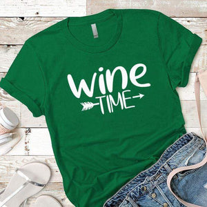 Wine Time Premium Tees T-Shirts CustomCat Kelly Green X-Small 