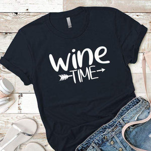 Wine Time Premium Tees T-Shirts CustomCat Midnight Navy X-Small 