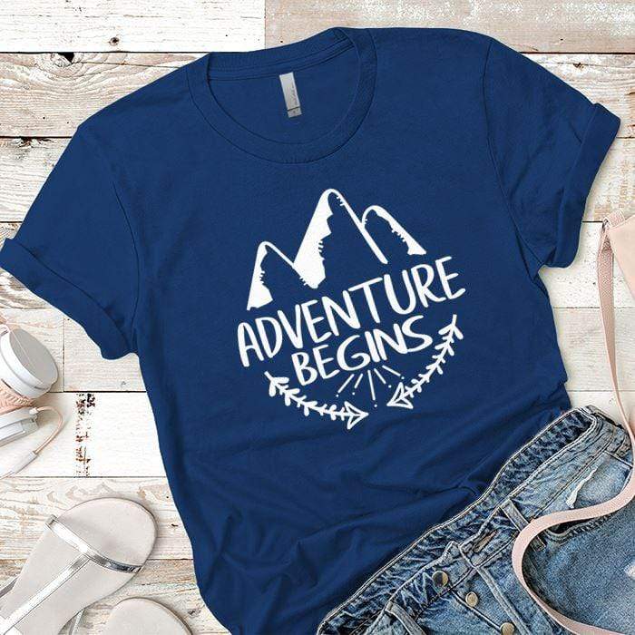 Adventure Begins Premium Tees T-Shirts CustomCat Royal X-Small 