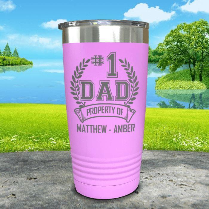 CUSTOM #1 Dad Engraved Tumblers Tumbler ZLAZER 20oz Tumbler Lavender 