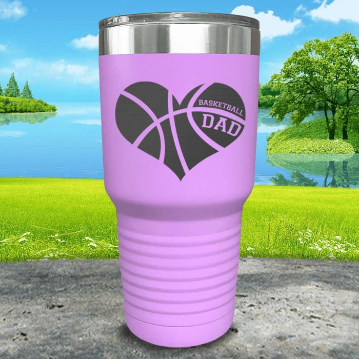 Basketball Dad Heart Engraved Tumbler Tumbler ZLAZER 30oz Tumbler Lavender 