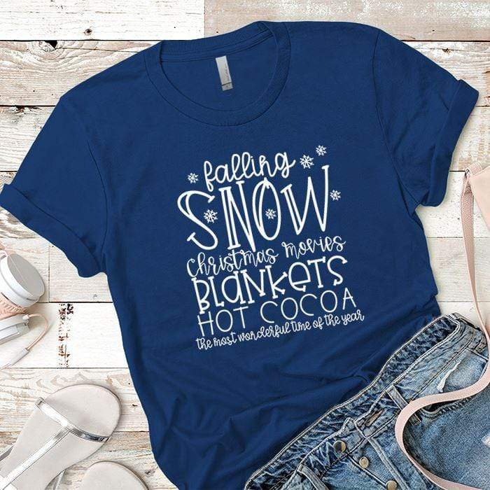 Falling Snow Premium Tees T-Shirts CustomCat Royal X-Small 