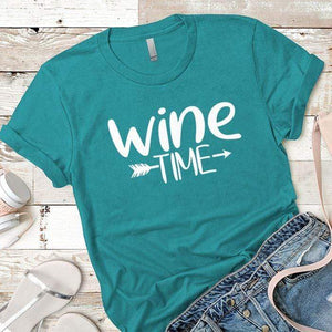Wine Time Premium Tees T-Shirts CustomCat Tahiti Blue X-Small 