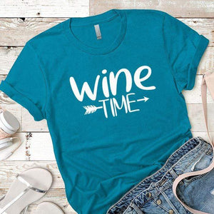 Wine Time Premium Tees T-Shirts CustomCat Turquoise X-Small 