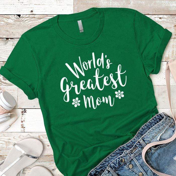 World's Greatest Mom Premium Tees T-Shirts CustomCat Kelly Green X-Small 