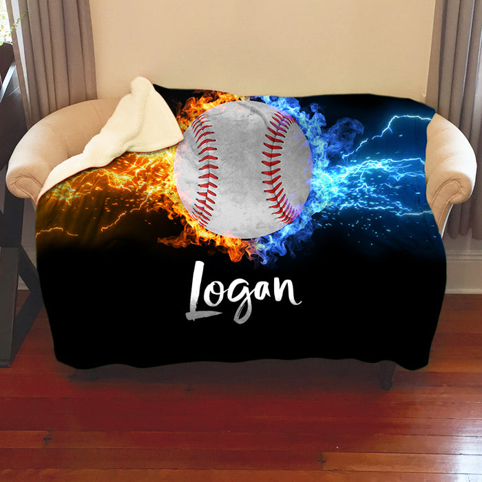 Fire And Lightning Sports Personalized Blankets