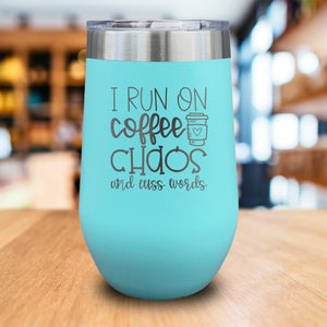 Coffee Chaos Cuss Words Engraved Wine Tumbler