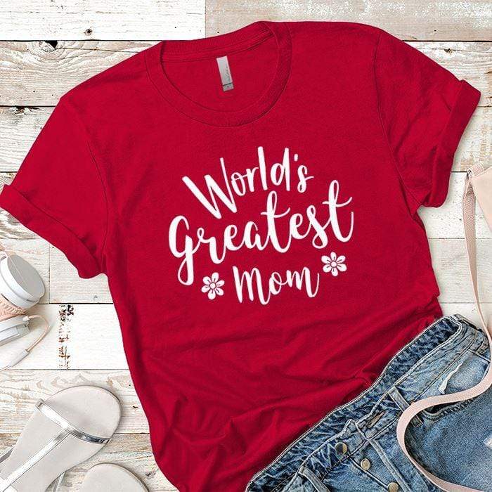 World's Greatest Mom Premium Tees T-Shirts CustomCat Red X-Small 