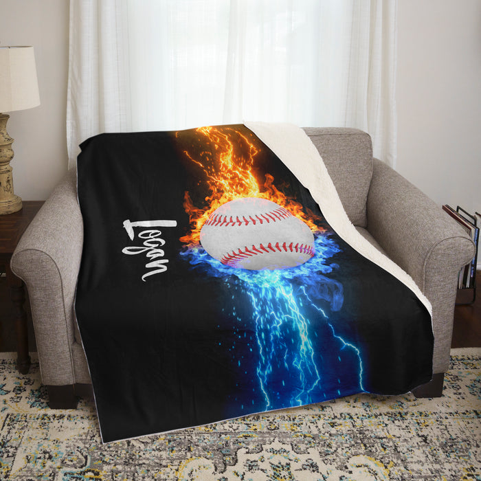 Fire And Lightning Sports Personalized Blankets