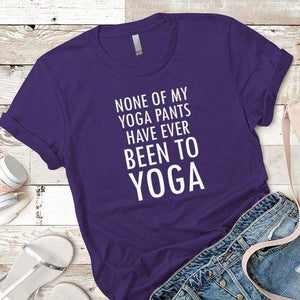 Yoga Pants Premium Tees T-Shirts CustomCat Purple Rush/ X-Small 