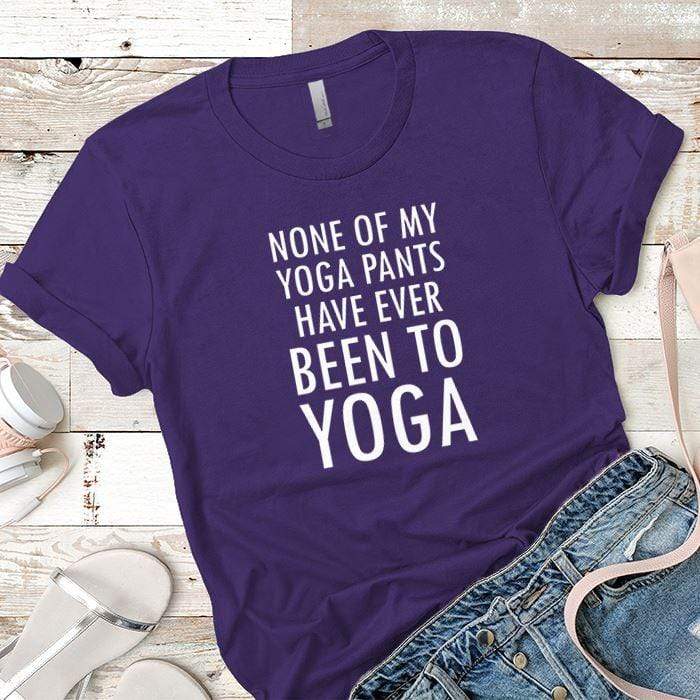 Yoga Pants Premium Tees T-Shirts CustomCat Purple Rush/ X-Small 