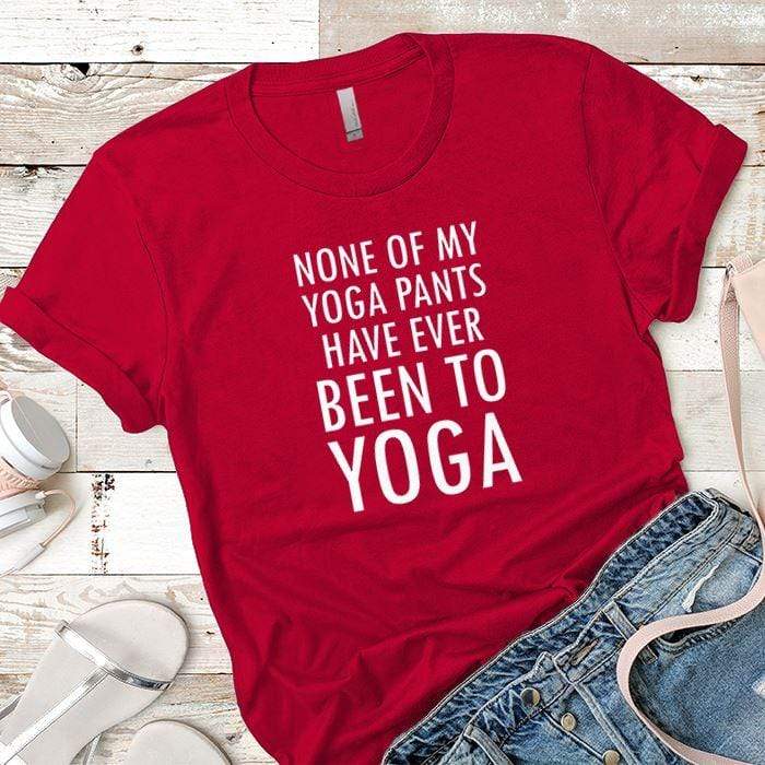 Yoga Pants Premium Tees T-Shirts CustomCat Red X-Small 