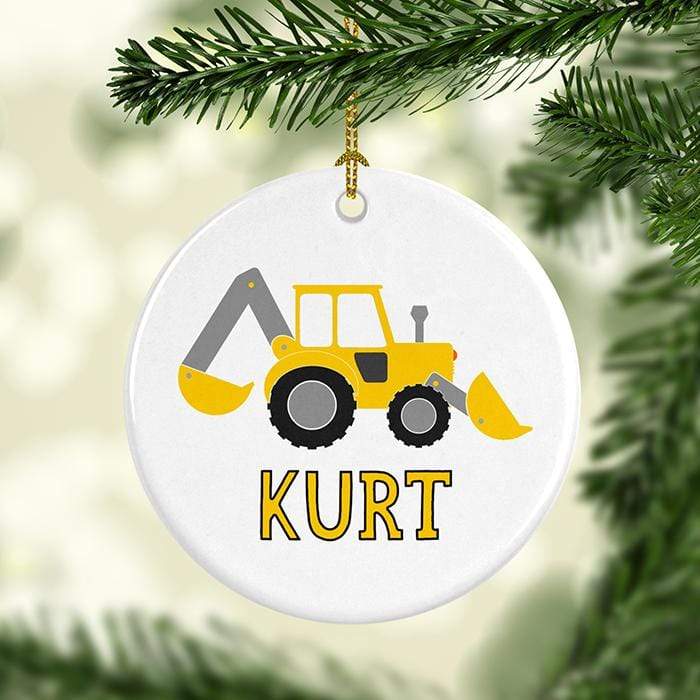 Back Hoe Personalized Ceramic Ornaments