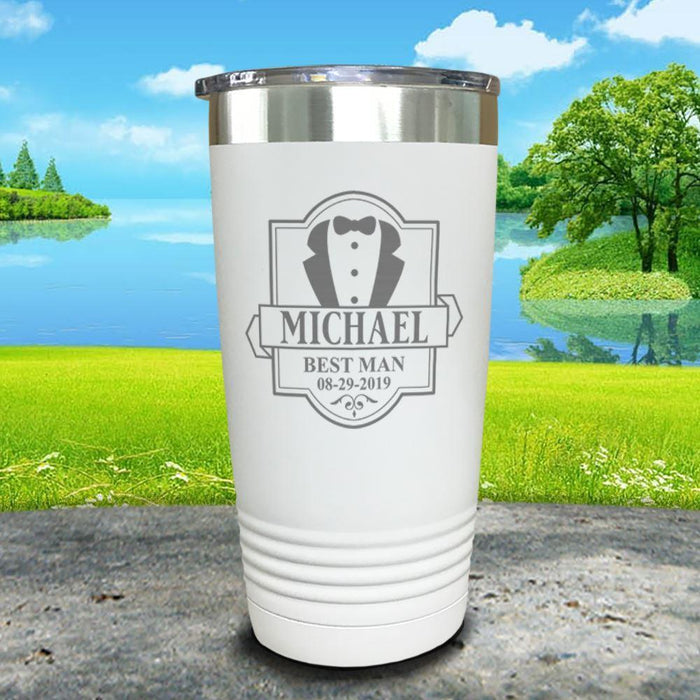 Best Man / Groomsman (CUSTOM) Engraved Tumbler Tumbler ZLAZER 20oz Tumbler White 