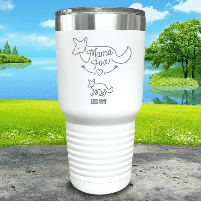 Fox Mama (CUSTOM) With Child's Name Engraved Tumblers Tumbler ZLAZER 30oz Tumbler White 