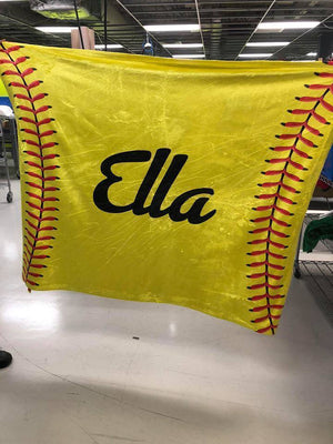 Softball Personalized Sherpa Blanket Blankets Lemons Are Blue 