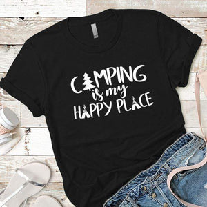 Camping Is My Happy Place 1 Premium Tees T-Shirts CustomCat Black X-Small 