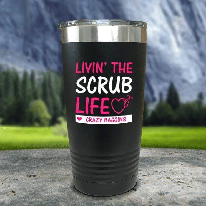 Personalized Scrub Life Color Printed Tumblers Tumbler Nocturnal Coatings 20oz Tumbler Black 