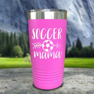 Soccer Mama Color Printed Tumblers Tumbler Nocturnal Coatings 20oz Tumbler Pink 