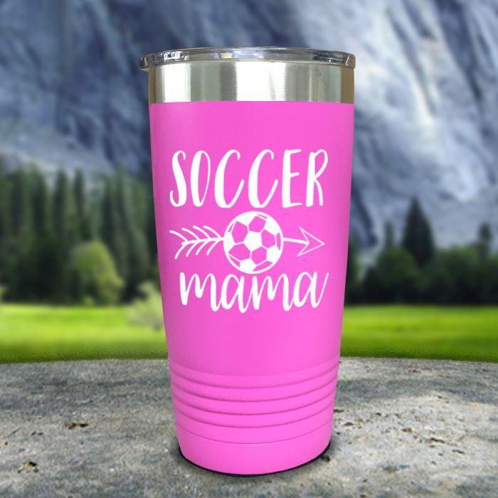 Soccer Mama Color Printed Tumblers Tumbler ZLAZER 20oz Tumbler Pink 