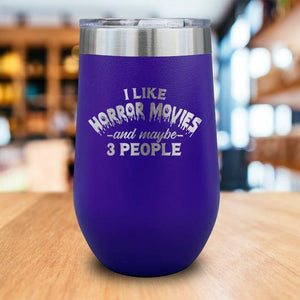 I Like Horror Movies Engraved Wine Tumbler LemonsAreBlue 16oz Wine Tumbler Purple 