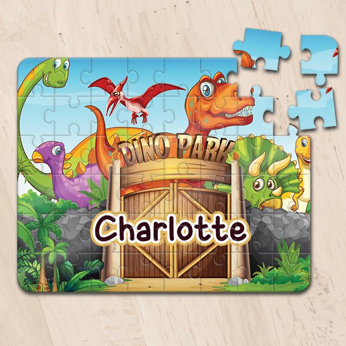 Personalized Jigsaw Puzzles - Dino Park with Kid's Name