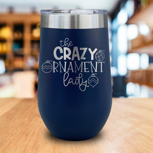 Crazy Ornament Lady Engraved Wine Tumbler