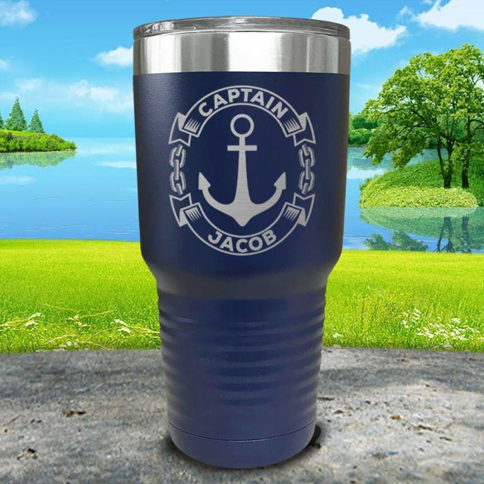 Captain Anchor (CUSTOM) Engraved Tumbler Tumbler ZLAZER 30oz Tumbler Navy 