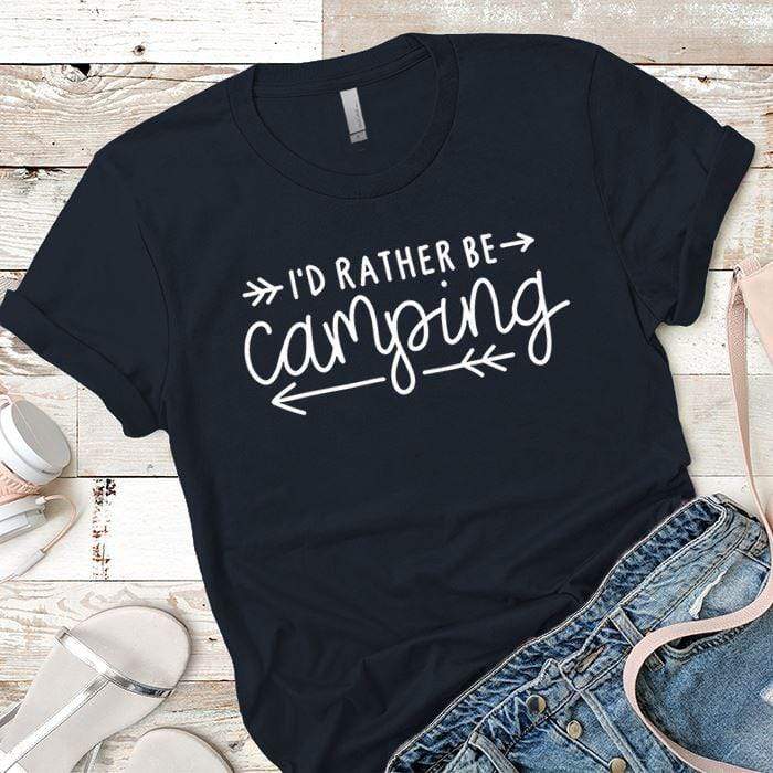 I'd Rather Be Camping Arrows Premium Tees T-Shirts CustomCat Midnight Navy X-Small 