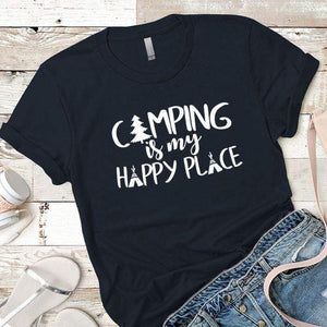 Camping Is My Happy Place 1 Premium Tees T-Shirts CustomCat Midnight Navy X-Small 