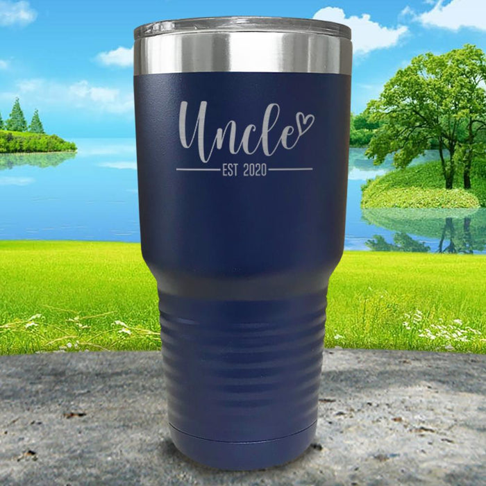 Personalized Uncle EST Script Heart Engraved Tumbler