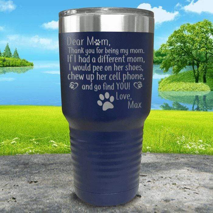 PERSONALIZED Dear Dog Mom Love Your Dog Engraved Tumbler Tumbler ZLAZER 30oz Tumbler Navy 