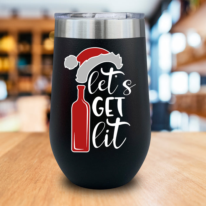 Let's Get Lit Christmas Color Printed Wine Tumbler