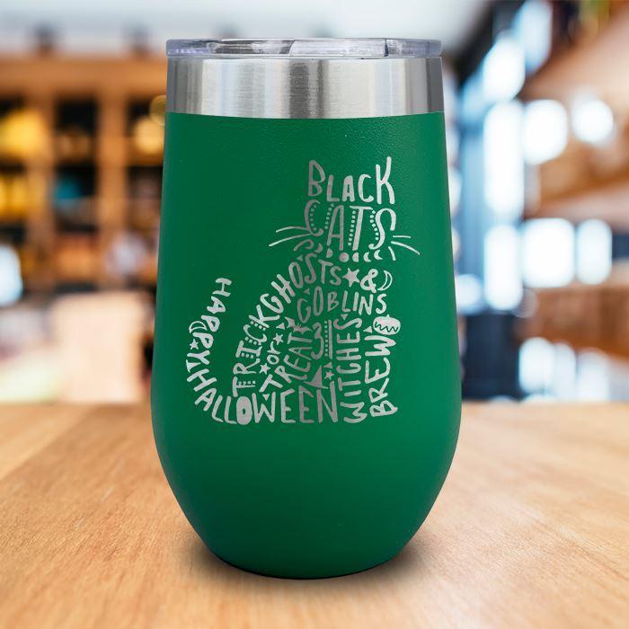 Cat Engraved Wine Tumbler LemonsAreBlue 16oz Wine Tumbler Green 