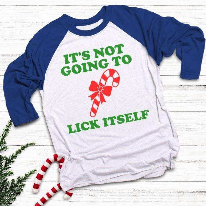 Not Going To Lick Itself Raglan T-Shirts CustomCat White/Royal X-Small 