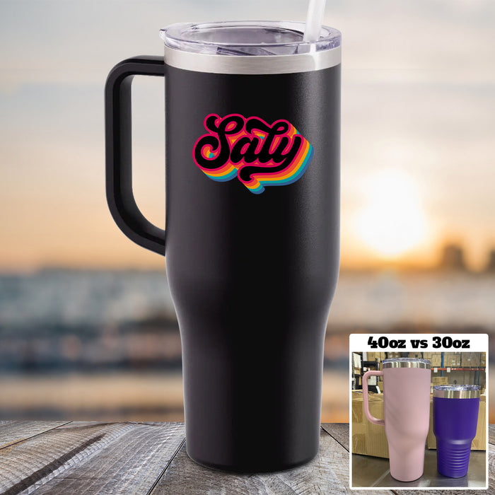 Personalized Name 40 oz Tumbler With Handle Color Printed Multiple Colors