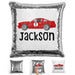 Race Car Personalized Magic Sequin Pillow Pillow GLAM Silver 