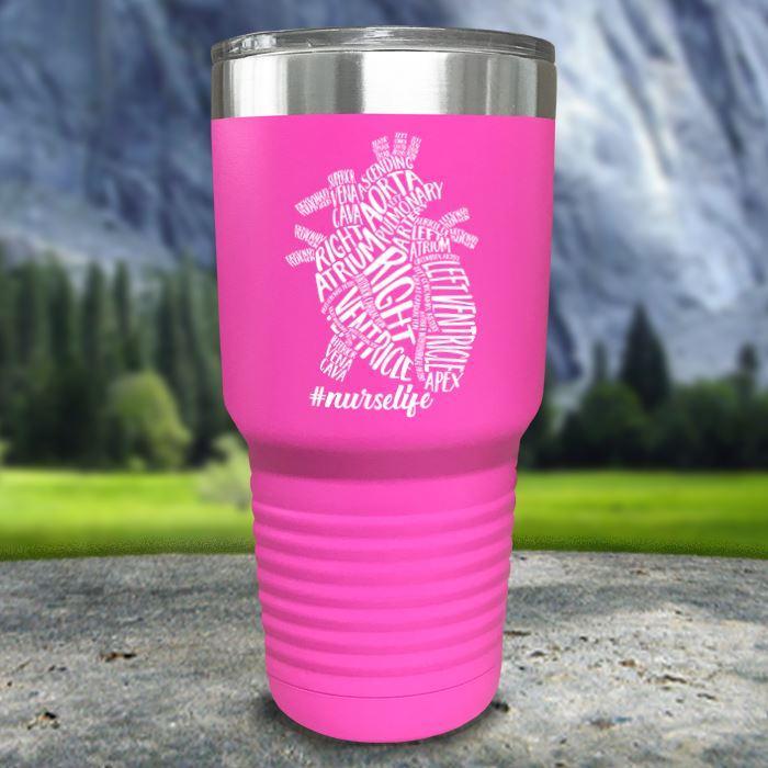 Nurse Descriptive Heart Color Printed Tumblers Tumbler ZLAZER 30oz Tumbler Pink 