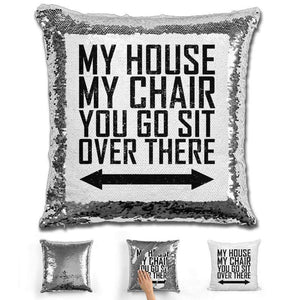 You Go Sit Over There Flip Sequin Pillow Pillow GLAM Silver 