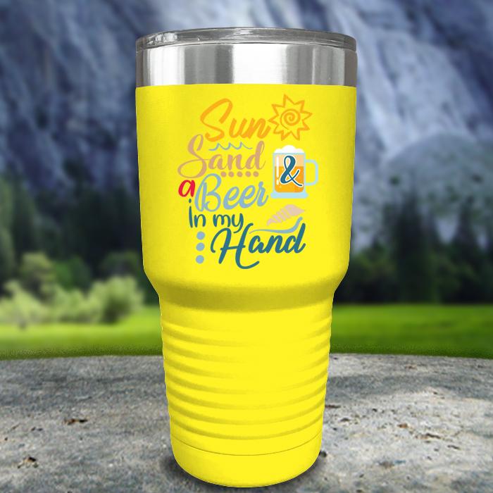 Sun Sand and Beer In My Hand Color Printed Tumblers